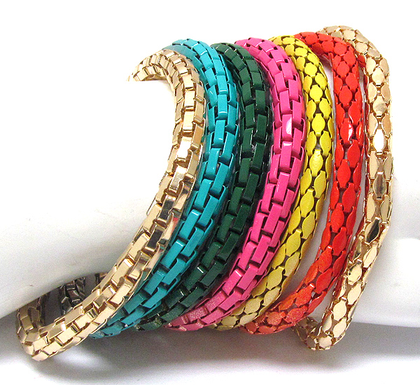 Multi snake chain stackable chain bracelet - set of 7