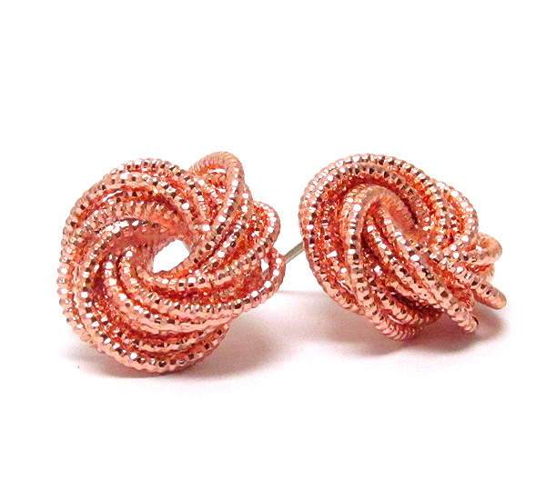 Multi metal wire knot stud earring