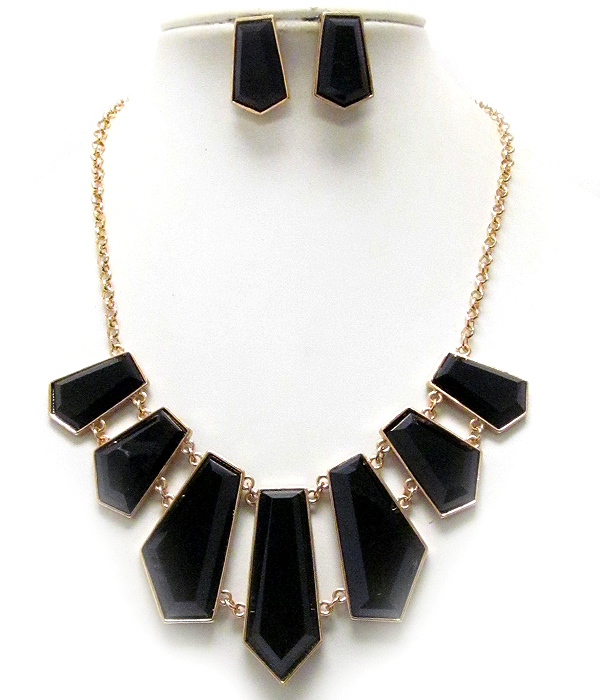 Multi facet arrow head link drop necklace earring set