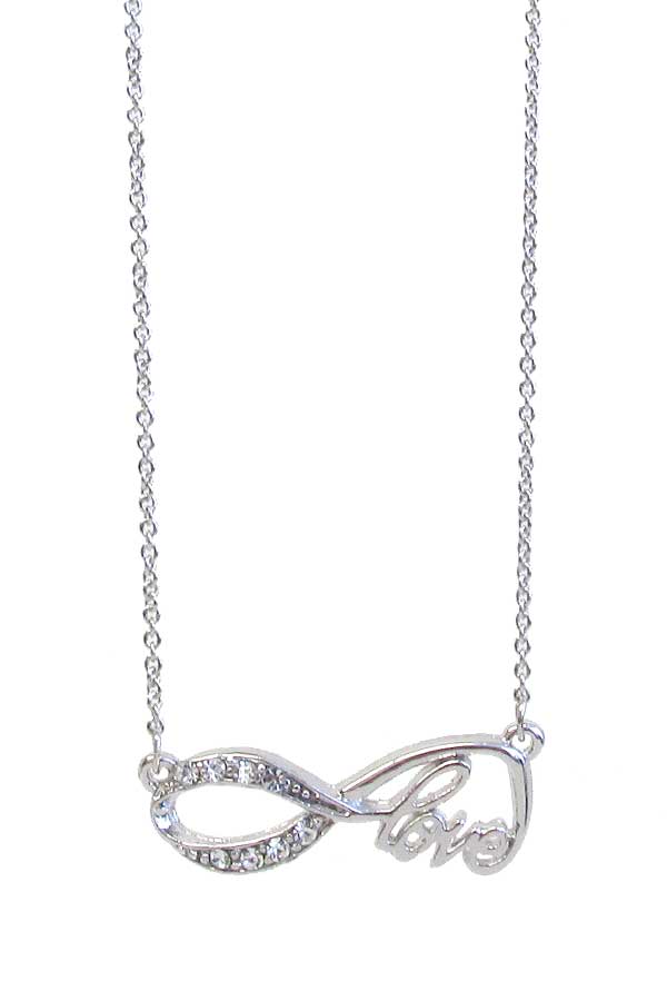 MADE IN KOREA WHITEGOLD PLATING INFINITY LOVE PENDANT NECKLACE