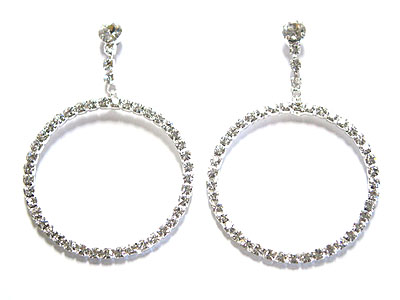 Rhinestone hoop drop earring - hoops