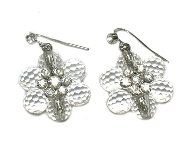 Lucite beads and crystal flower earring