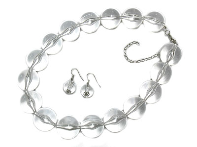 Icy large lucite ball necklace and earring set - nude fashion trend