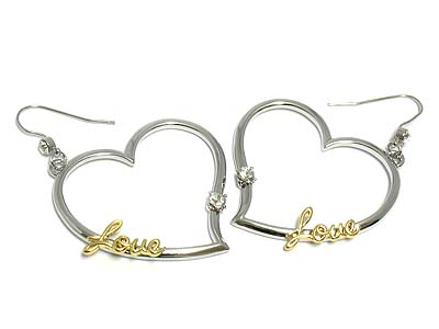 Crystal stud love theme heart earring