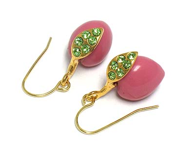 Crystal leaves formica peach earring