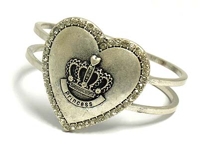 Designer inspired antique style crystal heart bangle