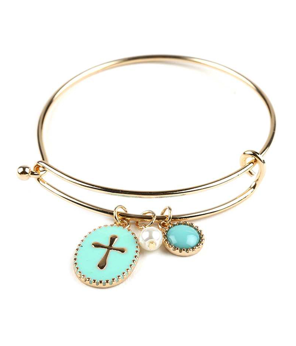 Cross wire bangle bracelet