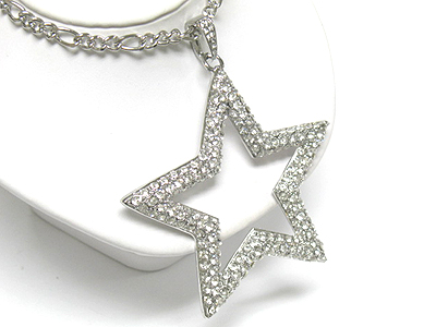 Crystal large open star peandant necklace