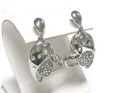 Double crystal heart earring