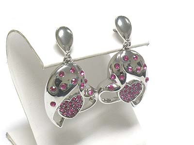 Double crystal heart earring