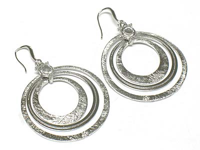 Scratch metal multi hoop drop earring - hoops - brass metal