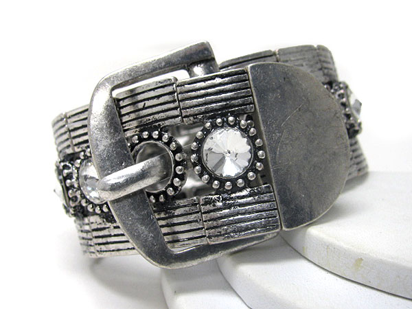 Crystal deco metal belt stretch bracelet