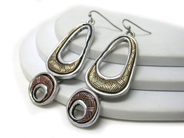 Textured metal art earring