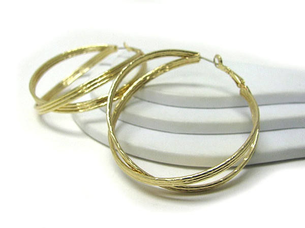 Double metal hoop link earring - hoops