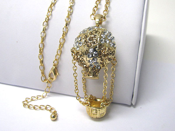 Crystal stud 3d balloon long necklace