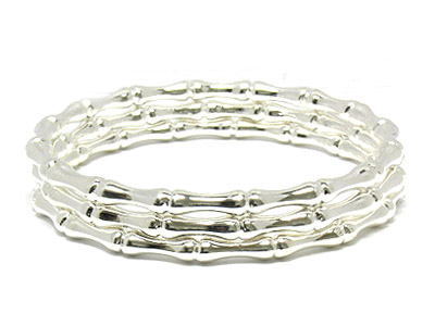 Metal bamboo separate 3 line bangle