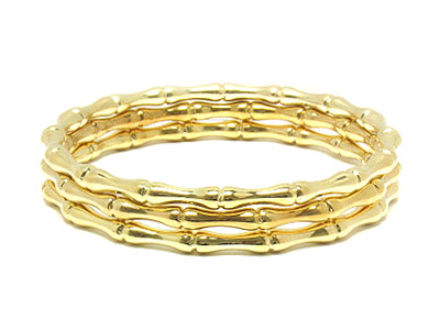 Metal bamboo separate 3 line bangle 