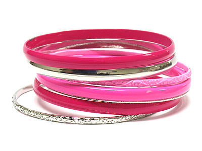 Multi seperate mixed pastel tone enamel and metal bangles