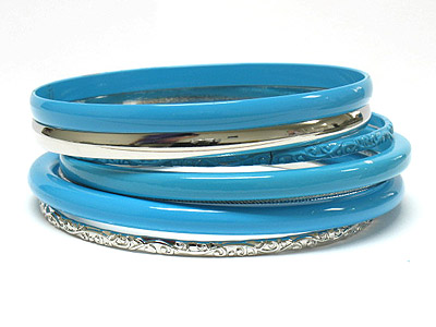 Multi seperate mixed pastel tone enamel and metal bangles