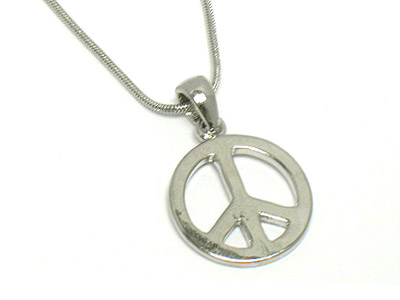 Simple style small peace pendant necklace