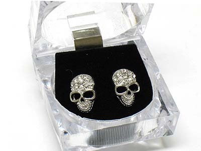 Rhinestone earring set with case - ice cube