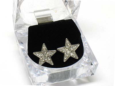 Rhinestone earring set with case - ice cube