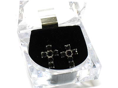 Rhinestone earring set with case - ice cube