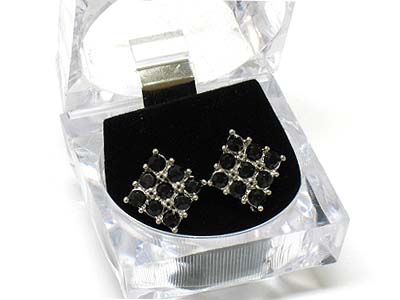 Rhinestone earring set with case - ice cube