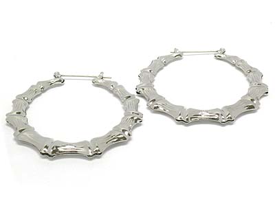 Metal bamboo shape hoop earring - hoops