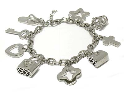 Crystal deco multi classic metal charm with crystal bracelet