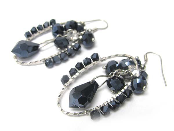 Metallic beads deco oval earring