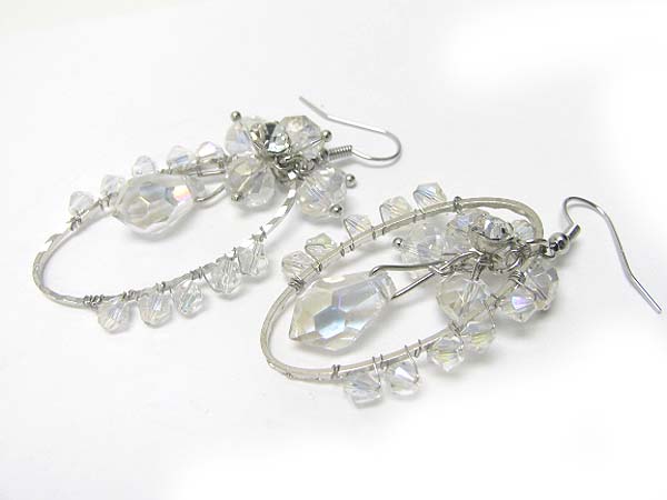 Metallic beads deco oval earring