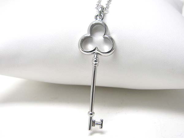 Made in korea whitegold plating plain key pendant necklace