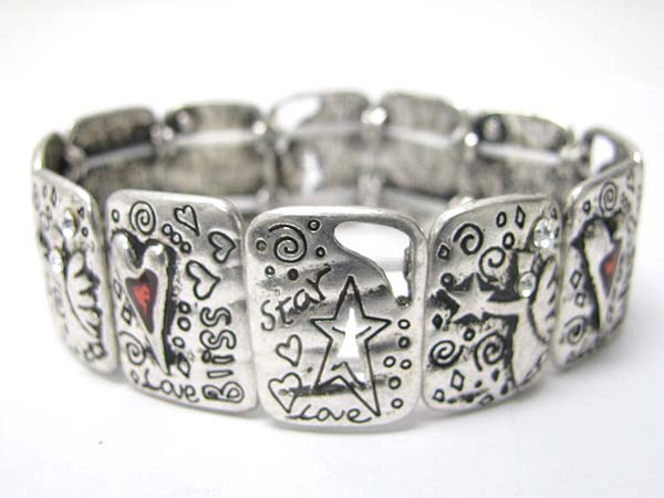 Chicos style antique look angel theme metal stretch bracelet