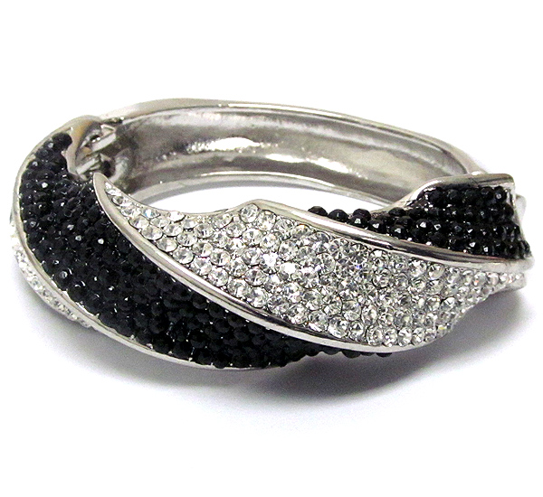 Crystal pave twist hinge bangle