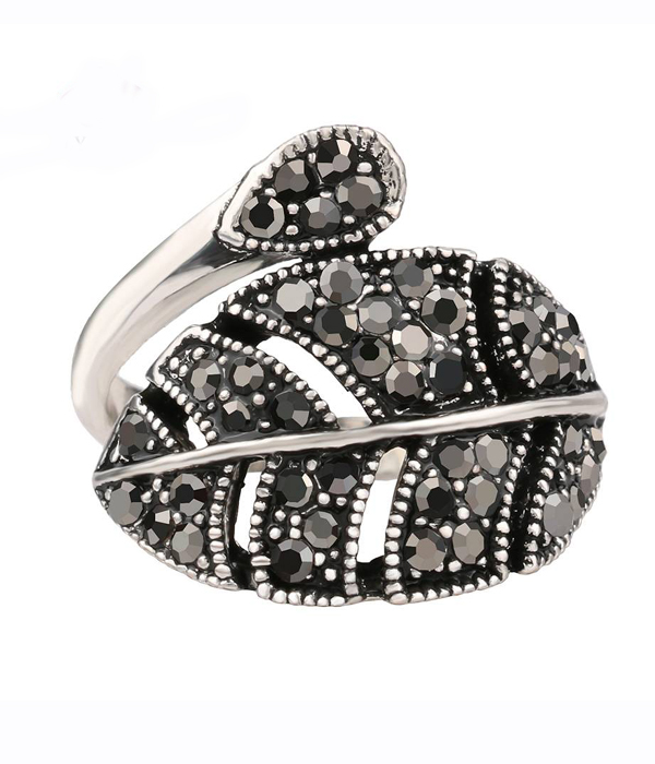 Marcasite look leaf ring