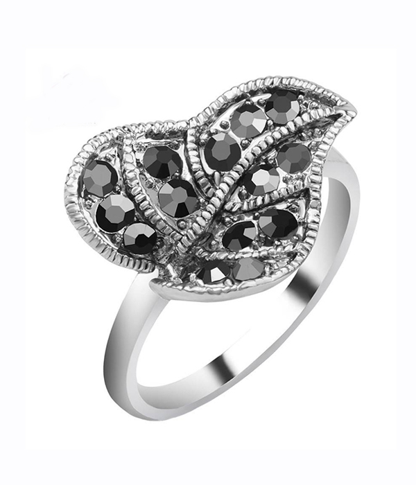 Marcasite look leaf ring