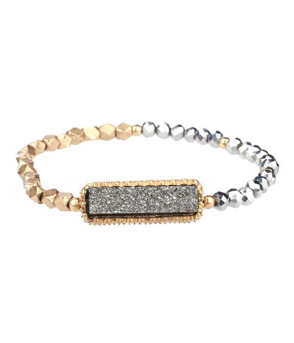 Druzy bar stretch bracelet