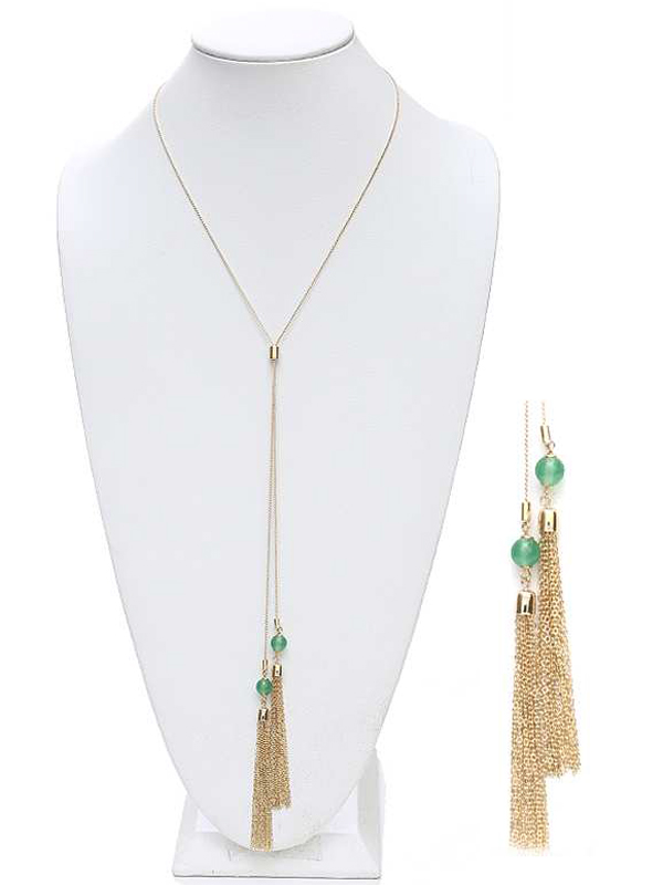 Fine chain tassel y shape necklace