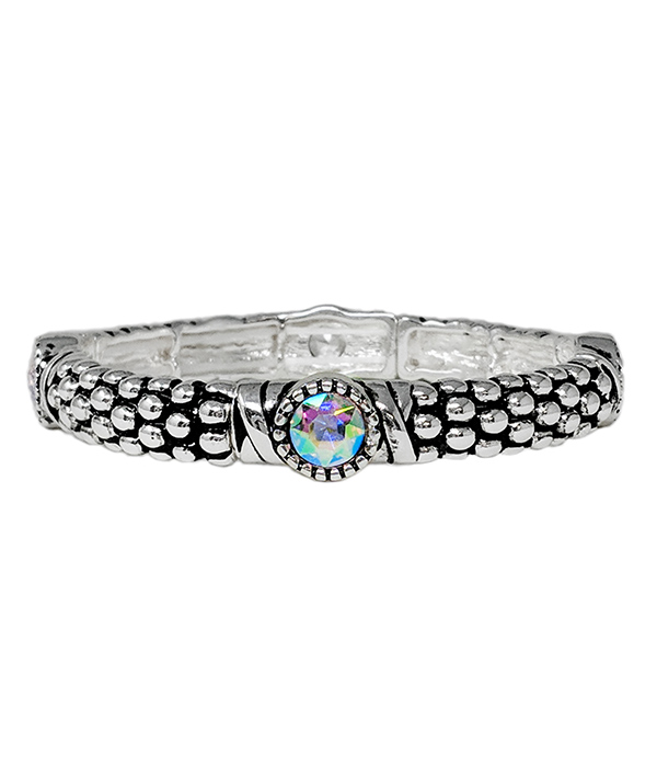 Designer textured crystal stretch bracelet