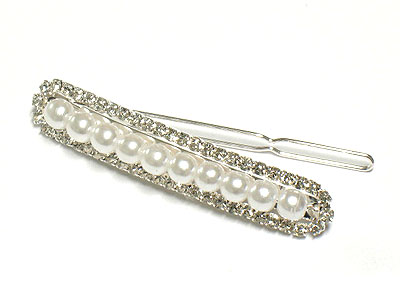 Pearl and crystal hair pin