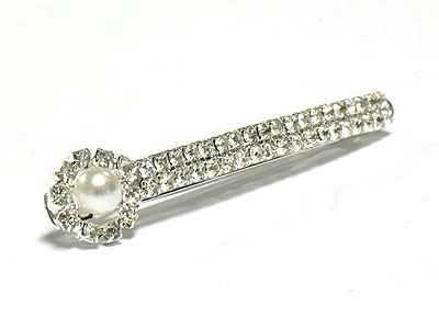 Pearl and crystal hair pin