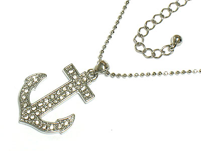 Nautical theme crystal anchor neckalce