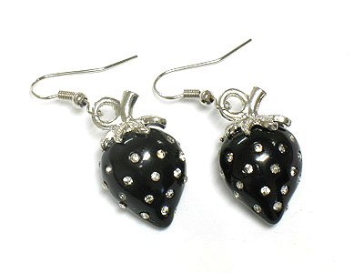 Crystal stud acryl strawberry earring