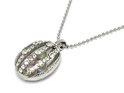 Made in korea whitegold plating loose pearl inside cage necklace