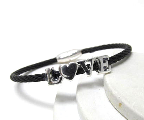 Love message with wire cable magnetic function bangle bracelet -valentine