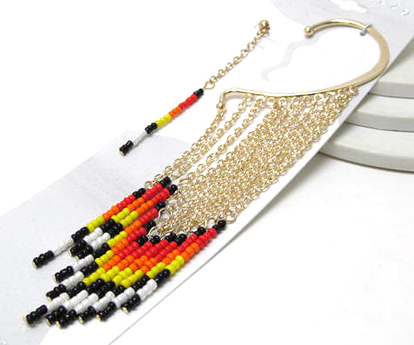 Mult drop chain with multi seed beads design fashion earpiece