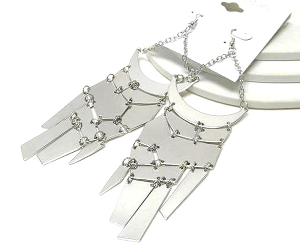 Achitectural metal disk link drop earring