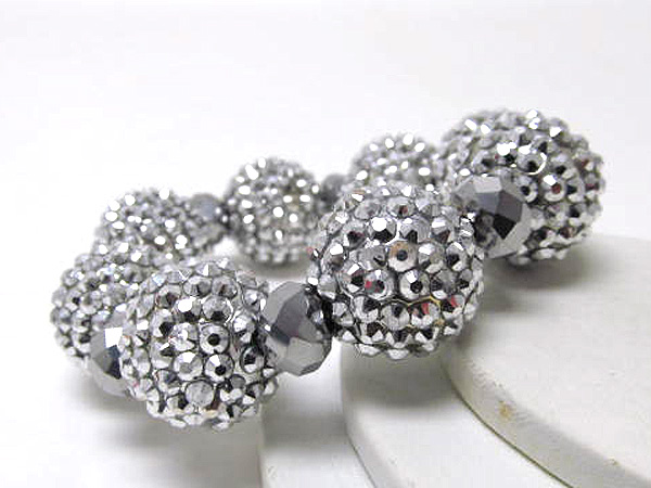 Crystal fire ball and crystal glass stretch bracetet