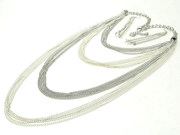 Multi long fashion chain drop necklace earring set